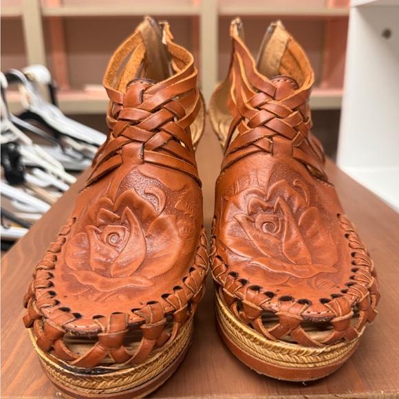 Handmade leather wedge sandal heels - Picture 2 of 4